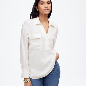 Madewell winter white Contrast-Stitch Popover Shirt